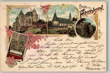 Waldenburg Walbrzych Lithographie Schloß Fürstenstein Kirche Altar Die Felsen Verlag Ottmar Zieher-München