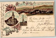 02708 O8700 Löbau 1903 Lithographie Siegesdenkmal Rathaus Verlag Ottmar Zieher-München