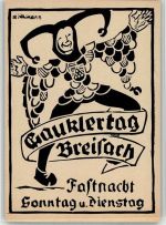 W7814 Breisach am Rhein Gaucklertag Fastnacht Entwurf Holzschnitt R. Ulmann Kunstgeschichte BOAKC