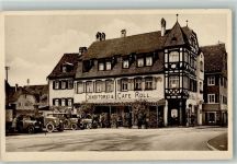 97980 W6990 Bad Mergentheim Foto AK Konditorei-Cafe Roll Prkplatz