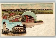 89179 W7901 Beimerstetten 1900 BOAKC Lithographie Bahnhof Eisenbahn Kirche Schule