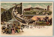 Brocken 1899 Lithographie Zwerge Brockenbahn Brocken-Hotel Brockenturm
