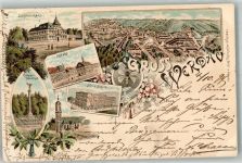 08412 O9620 Werdau , Sachs 1897 Lithographie Gasthaus Schützenhaus Markt Kriegerdenkmal Neue Schule