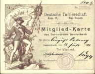 W6420 Lauterbach (Hessen) Mitglied-Karte Deutsche Turnerschaft von 1923 Turnen KEINE AK
