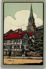 63739 W8750 Aschaffenburg 1912 Künstlersteindruck Löherstraße Aquarellserie Nr. 8