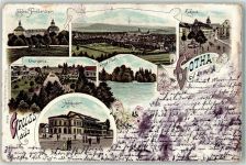 99867 O5800 Gotha , Thür 1897 Gebrauchsspuren Lithographie Schloss Friedenstein Rathaus Orangerie Hoftheater Herzogl. Park