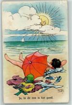 Erotik Sonnenbaden Regenschirm AK Thiele, Arthur 1930