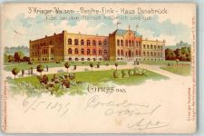 49074 W4500 Osnabrück 1899 Gebrauchsspuren Lithographie 3" Krieger-Waisen Renthe-Fink-Haus Bahnpoststempel Zug 4