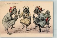 La Danse des Negros Karikatur sign. L. Chagny AK Schwarzafrikaner Künstlerkarte