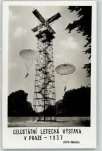 W8391 Prag Aussichtsturm Celostatni Letecka Vystava foto Trousil Fallschirm 1937