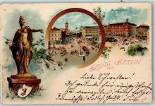 10115 W1000 Wannsee 1899 Lithographie Berolina Königsstraße Straßenbahn Grand-Hotel
