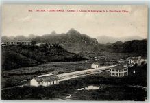 Tonkin Tongking - Dong Dang Kaserne u. Gebirgszug m. chinesischer Mauer