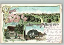 64546 W6082 Mörfelden 1915 BOAKC Lithographie Gasthaus zum goldenen Apfel Bahnhof