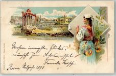 00100 Roma Rom 1897 Lithographie Foro Romano Otto Colonne Tracht Künzli Zürich Dep. Nr. 100
