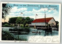 21635 W2155 Lühe , Kr Stade 1905 Lithographie Gasthaus Cafe Fährhaus 1. Landungsbrücke Fahrrad