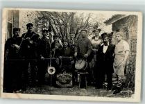 Lagerkapelle WK I Soldaten Lustige Gesellschaft R.E.B.K. 43 Transvestit Foto AK