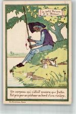 sign. Maggie Salcedo , Le petit Poisson et le Pecheur Angeln Künstler S 1910 Künstlerkarte