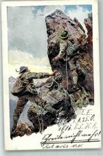 Bergsteiger am Gipfel Platz, E. 1906 Künstlerkarte
