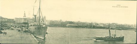 Cadiz Klapp AK Bahia Hafen Dampfer Ladekran
