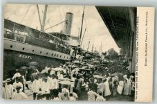 Jakarta Batavia Foto AK Hafen Dampfschiff Real Tanjung Priok
