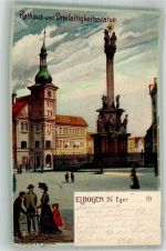 Loket Elbogen 190 Lithographie Rathaus Denkmal Dreifaltigkeitssäule