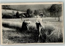 98574 O6080 Schmalkalden Gebrauchsspuren Kirrhof Haferente Landwirtschaft Frau Mann Sichel Zigarette Mütze