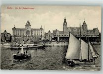 Stettin Szczecin 1913 Foto AK Hakenterrasse Dampfschiff Segelboot