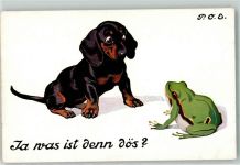 Frosch sign POE Dackel Künstlerkarte