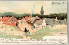4357 Domburg 1899 Künstlerkarte Straße Tracht Kirche Adelskorrespondens