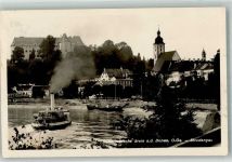 4360 Grein 1932 Foto AK Schloss Greinburg Kirche Dampfschiff