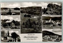 94253 W8379 Oberbreitenau Foto AK 1100 m Bergwachthütte Kirche Hotel Wastlsäge St. Hermann Gruß