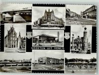 5911 Venlo Foto AK Maasbrücke Römerhaus Denkmal Viadukt Bahnhof Cafe National Rathaus