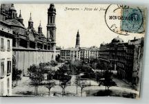 Saragossa Zaragoza 1920 Foto AK Plaza del Pilan Marke bildseitig