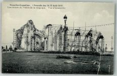 Brüssel Bruxelles Ausstellungen Foto AK Ausstellung Les ruines du Palais de la Belgique L´Incendie 1910