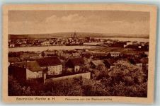 14542 O1512 Werder Havel 1921 Foto AK Von der Bismarckhöhe Baumblüte Kirche