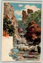 06502 O4308 Thale 1902 Lithographie Bodetor Angeln