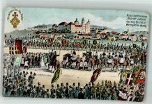 88250 W7987 Weingarten , Württ Künstlerkarte Historische Prozession Blutritt vor dem Ort mit der Benediktiner-Abtei