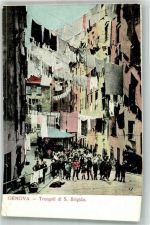 16100 Genova 1906 Foto AK Gasse Truogoli S.Brigida Wäsche