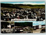 57299 W5909 Burbach , Siegerl - Ortsmitte in Blickrichtung Wahlbach Kirche und Müttergenesungsheim Krankenhaus Realschule und neue Siedlung Jugendherberge 4-Bildaufnahme