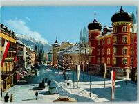 9900 Lienz - Stadtplatz Winter Fahnen