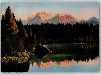 83486 W8243 Ramsau b. Berchtesgaden - Alpenglühen am Hiintersee mit Göll und Brett Stempel Zauberwald Hintersee