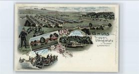 72525 W7420 Münsingen , Württ Lithographie Truppenübungsplatz Hardt