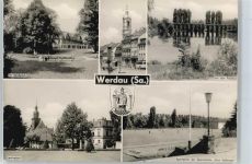 08412 O9620 Werdau , Sachs - Leninplatz, Sportplatz, Markt, Stadtpark