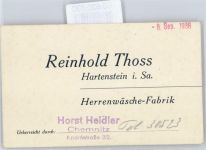 09111 O9001 Chemnitz , Sachs - Herrenwäsche-Fabrik Thoss