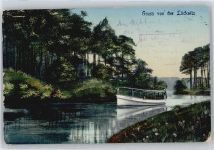 17321 O2103 Löcknitz , Vorpommern - Fluss, Boot