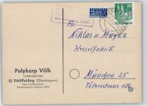 86949 W8911 Schöffelding - Landpoststempel , Drucksache Reklame Polykarp Völk Landmaschinen