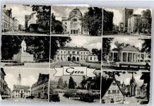 07545 O6500 Gera - Postamt, Hochhaus, Theater, Im Stalinpark, Kirche, Dahliengarten, Kornmarkt, Denkmal