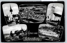 74575 W7187 Schrozberg - Kirche, Gesamtansicht, Schloss