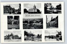 47533 W4190 Kleve , Niederrhein - Schwanenburg, Gesamtansicht, Hafen, Markt
