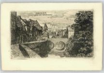 Bruges Radierung Quai des Menetriers Künstler AK passepartout Büttenpapier sign OP